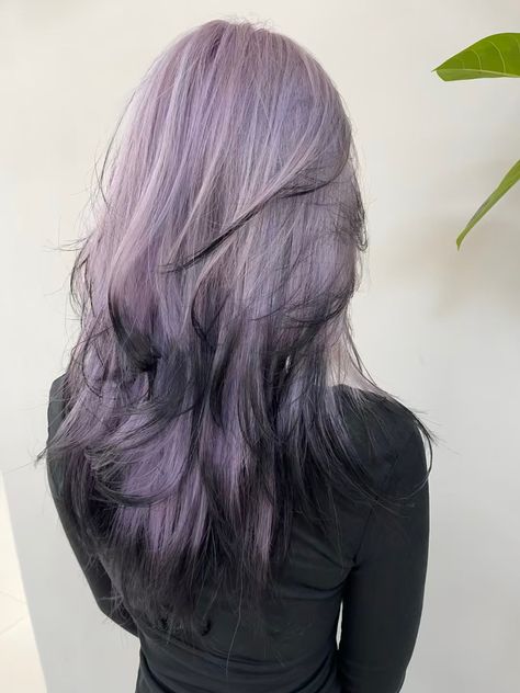 Black To Lavender Hair, Grayish Purple Hair, Purple Halo Hair, Fantasy Oc, Light Purple Hair, Korean Hair Color, Viking Hair, Lilac Hair, Dyed Hair Inspiration