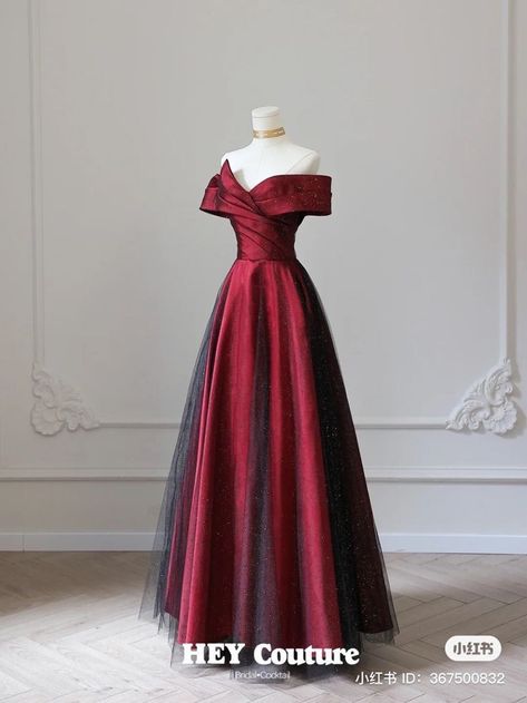 Black And Red Gown Elegant, Celestial Ball Gown, Prom Dress Red And Black, Night Dress Long Elegant, Red And Black Ball Gown, Night Dress Long, Dress Long Elegant, Red And Gold Dress, Scarlet Dress