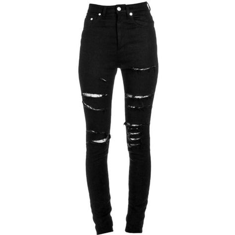 Preowned Saint Laurent Black Distressed Skinny Jeans W/ Fishnet Inset... (370 CAD) ❤ liked on Polyvore featuring jeans, bottoms, pants, black, destroyed denim skinny jeans, destructed jeans, distressed jeans, skinny jeans and torn skinny jeans Emo Wardrobe, Edgy Wardrobe, Emo Jeans, Distressing Jeans, Cute Ripped Jeans, Saint Laurent Jeans, Jeans Destroyed, Torn Jeans, Zipper Jeans