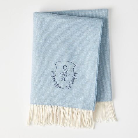 Italian Woven Throw Blanket | Mark and Graham Wedding Crest, Event Logo, Woven Throw Blanket, Mark And Graham, Woven Throw, A Chair, All Seasons, Thoughtful Gifts, Throw Blanket