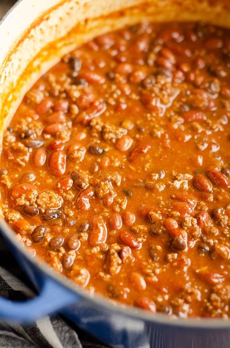 3 Bean Chili Recipe, Bison Chili Recipe, Ground Bison Recipes, Bison Chili, Chili Healthy, Bison Recipes, Three Bean Chili, Bison Meat, Buffalo Meat