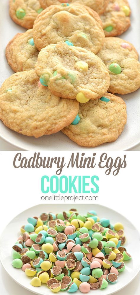 Cadbury Egg Nest Cookies, Easter Cookies Mini Eggs, Easter Cookies With Cadbury Mini Eggs, Mini Eggs Cookies Recipe, Soft Mini Egg Cookies, Mini Cadbury Egg Cookies, Best Mini Egg Cookies, Easter Mini Egg Cookies, Mini Egg Shortbread Cookies