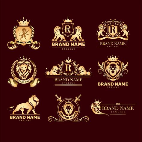 Lion Logo Design Graphics, Crown Logo Png, Crown Graphic Design, Lion With Crown, Lion Vector, Vector Gradient, Lion Tattoo Design, Abstract Horse, Lion Logo