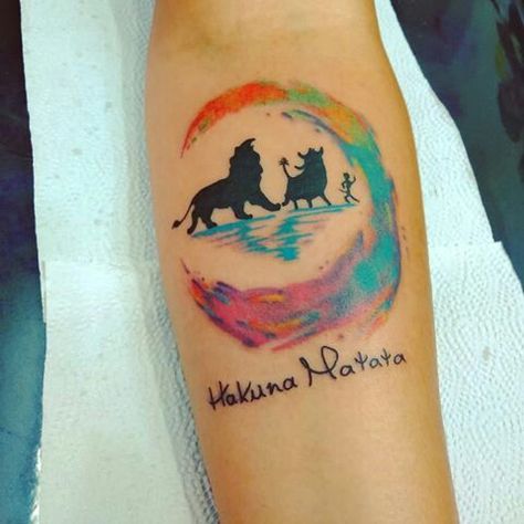 Embrace the Majesty: 24 Lion King Tattoo Designs - besttattoo.wiki - Unveiling Exquisite Ink Art Hakuna Matata Tattoos, Lion King Tattoo For Women, Hakuna Matata Tattoo Ideas, Hakuna Matata Tattoo, Disney Inspired Tattoos, Pop Culture Tattoos, Lion King Tattoo, Culture Tattoos, Tattoo Disney