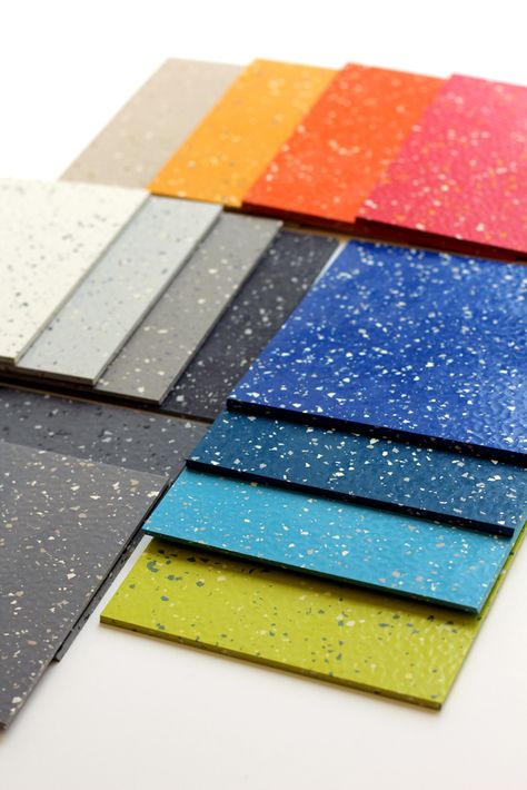 Flex, solid rubber flooring. Available in 24 standard colors. Ideal for commercial use across all markets including healthcare, retail, corporate, even light industrial areas! Sustainable Flooring, Balcony Flooring, Cladding Materials, Wood Cladding, Casa Exterior, Epoxy Floor, Glass Floor, Gym Flooring, Floor Colors