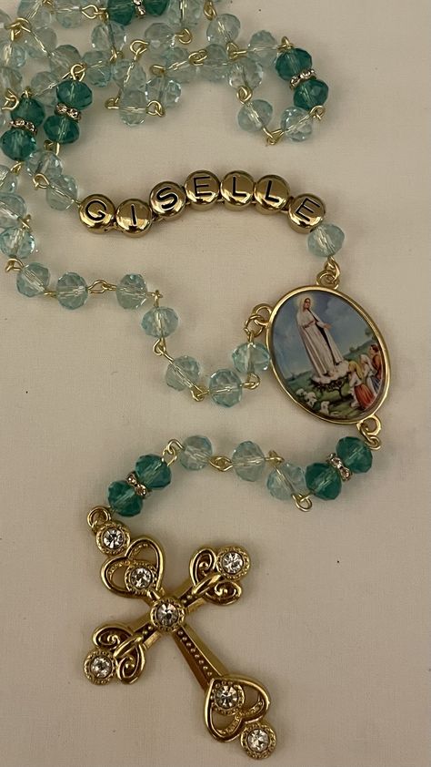 Rosary Ideas, Catholic Altar, Money Flowers, Catholic Cross, Beads Bracelet Design, Jewelry Accessories Ideas, Rosary Necklace, Dope Jewelry, Shades Of Gold