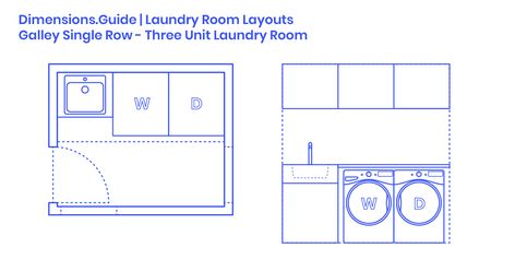 Galley Single Row - Three Unit Laundry Room Layout Dimensions & Drawings | Dimensions.Guide Laundry Room Layout Floor Plans, Laundry Room Dimensions, Laundry Room Layout, Laundry Room Storage Cabinet, Countertop Height, Bathroom Layout Plans, Narrow Laundry Room, White Laundry Rooms, Tiny Laundry Rooms