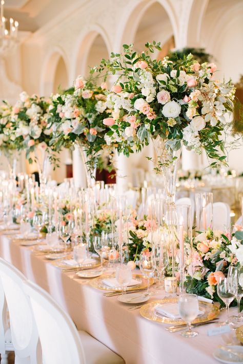 Head Table Wedding Decorations Elegant Floral Arrangements, Round Table Runner Wedding Flowers, Flower Wedding Table Runner, High Floral Centerpieces Wedding, Head Table Florals, Long Flower Arrangements Head Tables, Wedding Head Table Floral Runner, White Floral Runner Wedding, Romantic Garden Wedding