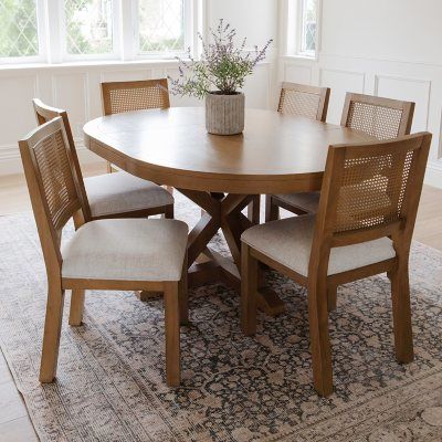 details by Becki Owens Ivy 7-Piece Set with Table and Six Chairs - Sam's Club Natural Wood Table, Round Kitchen Table, Becki Owens, Round Dining Room, 7 Piece Dining Set, Sam's Club, Small Dining, Furniture Dining Table, Oak Veneer