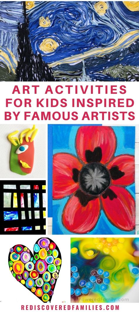 Famous Artist Inspired Art Projects, Famous Artist Preschool Theme, Art Projects Based On Famous Artists, Meet The Masters Art Projects, Artists For Preschoolers, Art Lesson Plans For Preschoolers, Art By Famous Artists, Famous Artists For Preschool, Preschool Famous Artist Projects