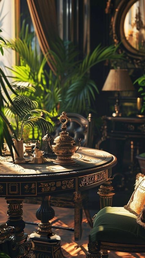 Moody British Colonial, Ethereal Decor, Colonial Interior Design, British Colonial Decor, British Colonial Style, Colonial Decor, Dream House Interior, Colonial Style, Dream House Decor