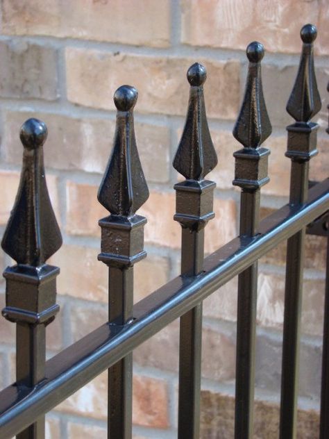 Fences Design, Rod Iron Fences, Wrought Iron Fence Panels, Iron Fence Panels, Wrought Iron Fence, Fence Toppers, House Fence Design, Futurisme Retro, Iron Gate Design