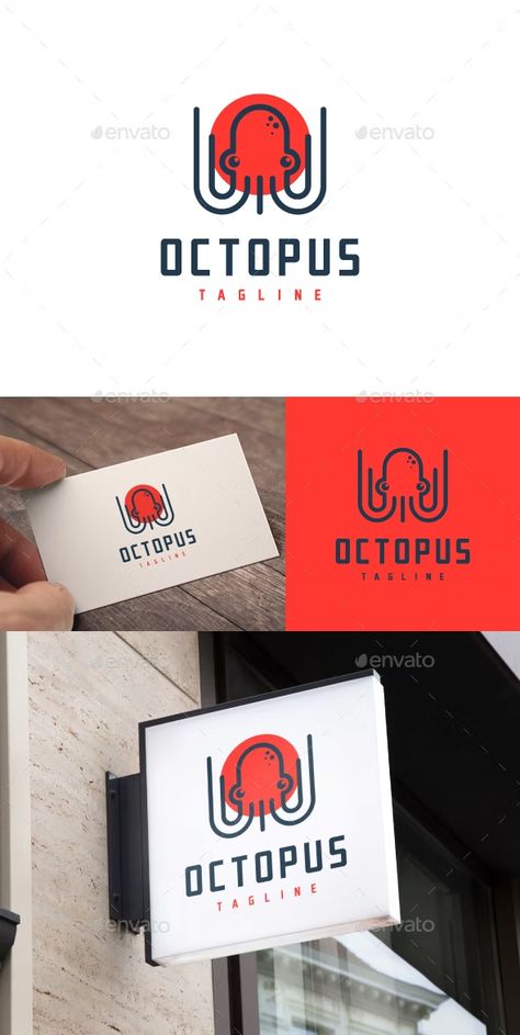 Octopus Logo, Sushi Logo, Swimming Posters, Handmade Logo, Logo Desing, Sale Logo, Self Branding, Food Logo Design, Portfolio Logo