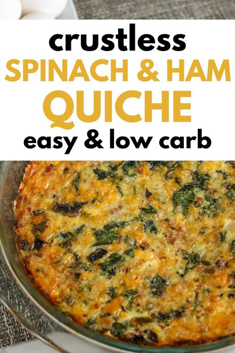 Ham And Spinach Recipes, Gf Quiche, Quiche Ham, Ham And Spinach Quiche, Ham Recipes Healthy, Spinach Mushroom Quiche, Ham Quiche Recipe, Quiche Spinach, Mushroom And Spinach Quiche