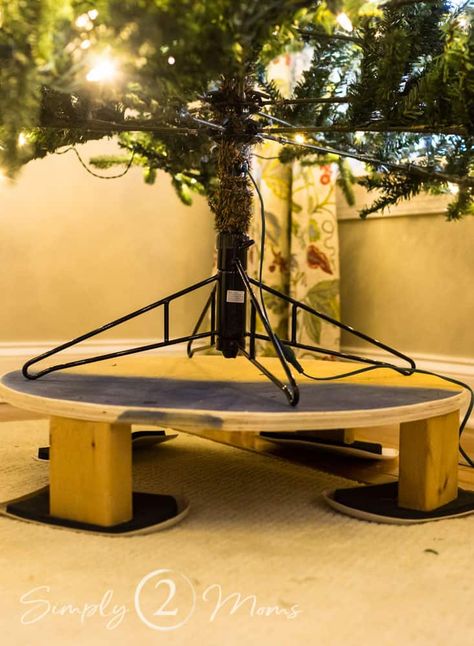 Christmas Tree On Platform, Elevate Christmas Tree Ideas, Christmas Tree Raised Base, Christmas Tree Pedestal, Christmas Tree Collar And Skirt, Platform For Christmas Tree, Antique Christmas Tree Stands, Elevate Christmas Tree Stand, Make Christmas Tree Taller Ideas