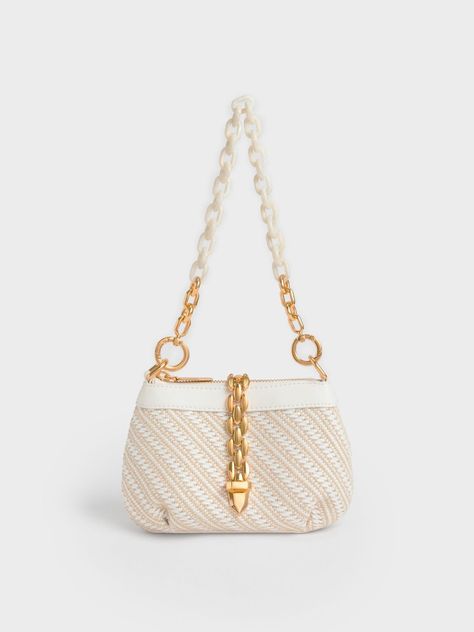 Discover great products at the best prices at Dealmoon. Charles & Keith White Isana Chain-Handle Bag | CHARLES & KEITH. Price:$59.40 at Charles & Keith Stylish School Bags, Shoes Outfit Fashion, Pumps Heels Stilettos, Gold Bag, Bags Aesthetic, Evening Look, Charles Keith, Chain Gold, Women's Handbags