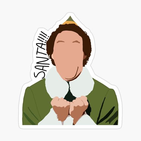 Get my art printed on awesome products. Support me at Redbubble #RBandME: https://www.redbubble.com/i/sticker/buddy-the-elf-by-blar-417/61477156.EJUG5?asc=u Buddy The Elf Cartoon, Buddy The Elf Ornaments, Elf Stickers, Kindle Decor, Elf Movie Quotes, Elf Cartoon, Elf Printables, Elf Quotes, Holiday Wallpapers