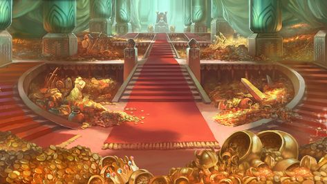 Treasure Room, Magic Steampunk, Into The West, Throne Room, Arte Cyberpunk, Fantasy Castle, Game Background, Fantasy City, Level Design