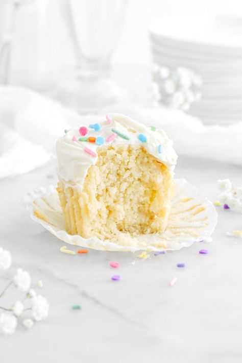 Single Serve Vanilla Cupcake with Buttercream Frosting - Bakers Table Single Serve Buttercream Frosting, Single Serve Cupcake, Small Batch Buttercream Frosting, Small Batch Vanilla Cupcakes, Cupcake With Buttercream Frosting, Single Serve Cake, Buttercream Frosting For Cupcakes, Batch Baking, Bakers Table