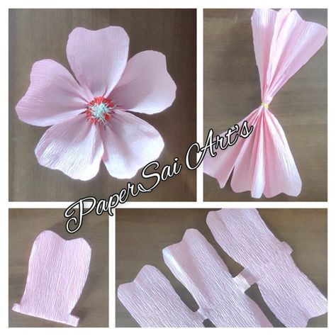 Cherry Blossom Crepe Paper, How To Make Cherry Blossom Flowers, Crepe Paper Cherry Blossoms, Diy Sakura Flower, Diy Cherry Blossom Flowers, Cherry Blossom Wedding Theme, Cherry Blossom Theme, Tissue Paper Craft, Asian Flowers