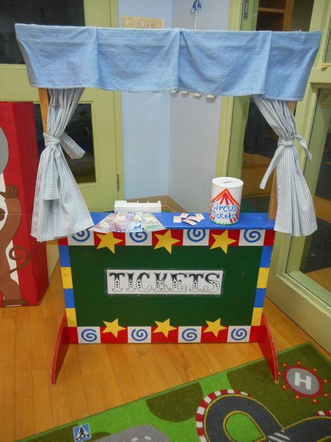 Circus Dramatic Play / Ticket Booth Carnival Dramatic Play, Carnival Dramatic Play Preschool, Circus Dramatic Play Preschool, Circus Dramatic Play, Carnival Preschool, Work Accomplishments, Teal Room, Thema Circus, Circus Toy