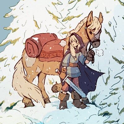 Indie Game Art Style, Reindeer Character Design, Character Design Inspiration Concept Art, Cute Winter Illustration, Adventurer Character Design, Winter Character Design, Adventure Character Design, Snow Character, Forest Character