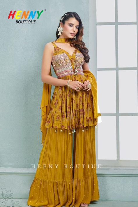 Peplone Design, Eastern Wear, Boho Style Outfits, Style Outfits, Boho Style, Blouse Designs, Boho Fashion, Mustard, Formal Dresses Long