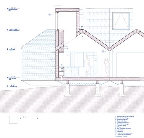 Gallery of Museum of Outdoor Arts Element House / MOS Architects - 19 Mos Architects, Outdoor Museum, Section Drawing, Architect Drawing, Model Drawing, Detailed Drawings, House Wall, Architecture Plan, Elements Of Art