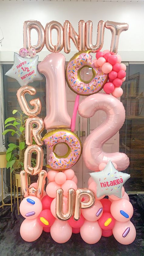 Birthday Balloons, Decor, Balloon Backdrop, Balloon Bouquet, Personalised Balloons, Personalised Gift, Gift Ideas, Celebration, Half Birthday Celebration, Donut Balloons, Donut Theme Party Donut Balloon Bouquet, Donut Balloon Arch, Berry Photoshoot, Ballon Buquet, Donut Themed Party, Toddler Birthday Themes, Balloon Marquee, Bouquet Balloons, Balloons Number