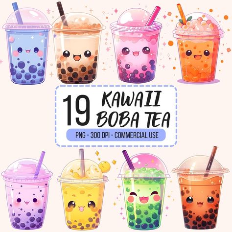 Kawaii Boba Tea, Kawaii Food Art, Cute Sticker Ideas, Tea Clipart, Tee Illustration, Cute Bubble Tea, Kawaii Boba, Kawaii Png, Cute Boba