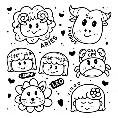 Zodiac Doodles Art, Cute Zodiac Drawings, Zodiac Doodles, Blender Texture, Drawing Ideas Easy Doodles, Tiny Designs, Starry Night Background, Cute Zodiac, Zodiac Circle