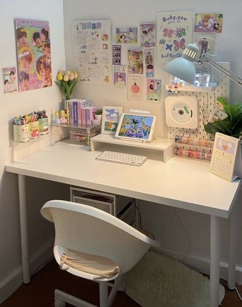 Study Desk Decor, Desk Inspiration, Desk Makeover, Room Redesign, Pastel Room, Pinterest Room Decor, Study Room Decor, Girly Room, One Step Closer