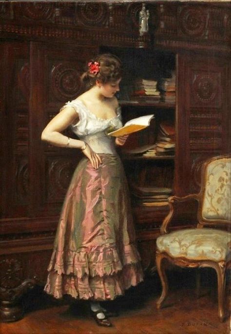 Dufaux, Frédéric (b,1852)- Woman Reading, Standing: Istoria Artei, Books To Read For Women, An Open Book, Edouard Manet, Reading Art, Woman Reading, Paintings I Love, Girl Reading, Open Book