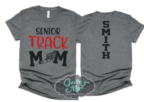 Senior Track Mom Shirt, Track Tshirts Ideas, Track Shirts Designs Mom, Track And Field Senior Night, Track Mom Shirts Ideas, Track Shirts Designs, Track Senior Night, Track And Field Senior Pictures, Track Shirts