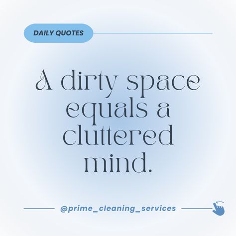 🧼 DAILY CLEANING INSPIRATION 🧼 A clean space means a clear mind! Let us handle the mess, so you can enjoy a pristine home 🏡✨. Follow us for more cleaning motivation and book your next cleaning with Prime Cleaning Services today! #CleanHomeHappyHome #DailyCleaningQuotes #PrimeCleaningServices #ColumbusCleaning #ProfessionalCleaning #ColumbusCleaningService #ColumbusCleaning #ResidentialCleaning #CleanHomeHappyHome #CleanHome #SatisfactionGuaranteed #CleaningServices #HomeCleaning Cleaning Motivation Quotes, Cleaning Quotes, Cleaning Inspiration, Residential Cleaning, Clean Space, Cleaning Motivation, Daily Cleaning, Clear Mind, Professional Cleaning