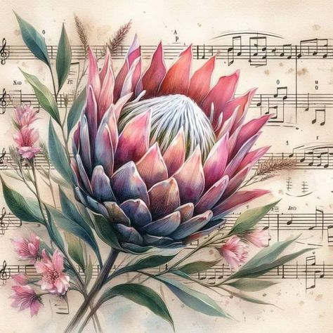 Protea Art, Protea Flower, Italian Paintings, City Drawing, Canvas Painting Diy, Vintage Collage, Mushroom Art, Vintage Poster Art, Flower Prints Art