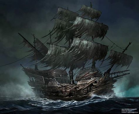 Ghost Ship Pirate Ship Tattoos, Old Pirate, Pirate Ship Art, Kaptan Jack Sparrow, Creature Fantasy, Navi A Vela, Old Sailing Ships, Sea Of Thieves, Pirate Art