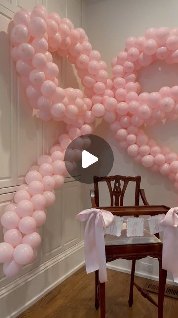 Kayla White | Home Design on Instagram: "Caroline’s first birthday party decor 💗 We went all-out girly for her big day! A vintage high chair, roses on roses and bows galore for our special girl.   Flowers @gracerosefarm  Bow balloon @the_balloonista   #birthdaypartydecor #girlsbirthdayparty #firstbirthdayparty #girlyparty #roses #pinkroses #interiordesign #ourhickoryhouse" First Bday Decoration Ideas At Home, Girls Just Wanna Be One Birthday, First Bday Ideas Girl, Bow First Birthday Party, First Birthday Girl Decorations, Bow Birthday Party Ideas, White Home Design, 1 Year Birthday Party Ideas, Vintage High Chairs