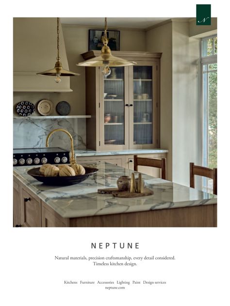 Studio Mcgee Kitchen, Neptune Kitchen, White Interior Design, Country Interior, Brass Kitchen, Kitchen Pendants, Traditional Kitchen, Open Plan Kitchen, Home Decor Kitchen