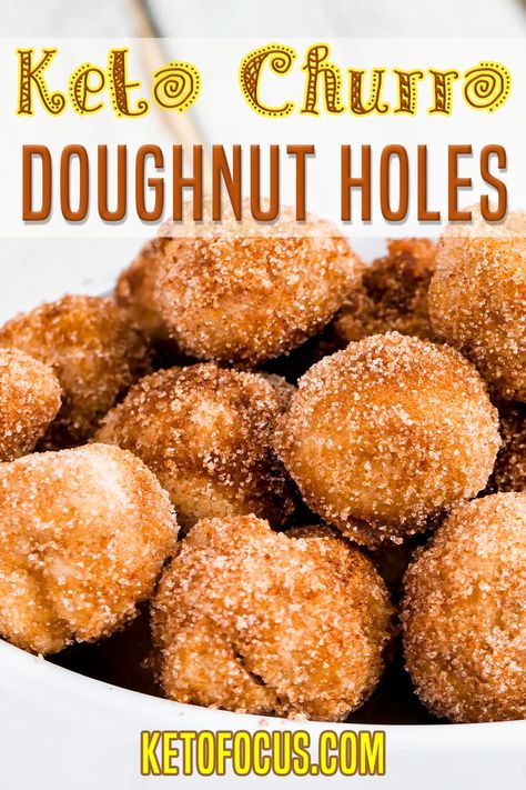 A buttery keto doughnut hole dusted with cinnamon and your favorite sugar replacer. These churro bites make a perfect on-the-go breakfast or a sweet mid-afternoon snack. Doughnut cravings are legit. I love eating doughnuts with my morning coffee. Get the recipe today and make tomorrow's breakfast a little brighter with your own Keto Churro Donut Holes today! | KetoFocus @ketofocus #ketodoughnuts #ketodonuts #easyketobreakfastrecipes #ketokidapprovedrecipes #healthydoughnuts #ketofocus Keto Donut Holes Recipe, Keto Doughnut Recipes, Keto Donut Recipe, Keto Donut Holes, Keto Churros, Doughnut Holes Recipe, Churro Bites, Keto Donuts, Doughnut Holes