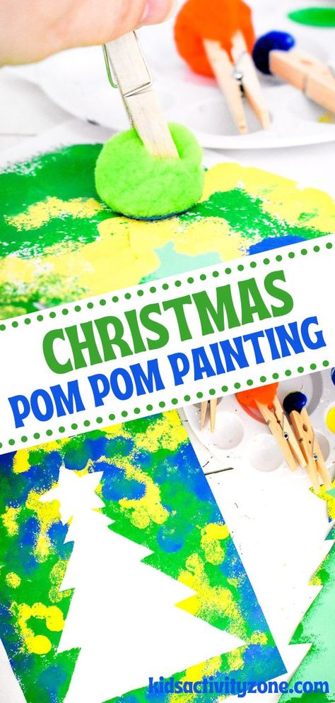 Pom Pom Painting, Christmas Tree Pom Pom, Easy Christmas Craft, Craft For Toddlers, Painting Christmas, Sensory Processing, Easy Christmas, Christmas Craft, Pom Pom