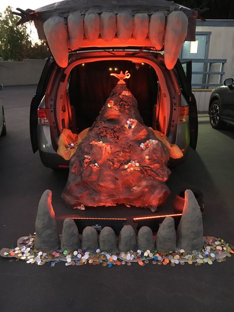 “Aladdin” cave of wonders created by Jessi Kinney Cave Of Wonders Trunk Or Treat, Aladdin Trunk Or Treat Ideas, Aladdin Trunk Or Treat, Cave Of Wonders Aladdin, Aladdin Cave Of Wonders, Aladdin Halloween, Cave Of Wonders, Infant Classroom, Prom 2023