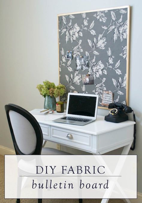 This DIY fabric bulletin board tutorial will show you how to create an easy piece of wall art or a place to organize all your ideas in your home office. Do It Yourself Quotes, Gray Interior Doors, Fabric Corkboard, Fabric Bulletin Board, Diy Bulletin Board, Casa Clean, Office Decorating, Diy Office, Memo Boards