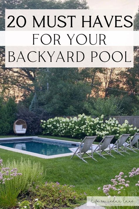 Upgrade your backyard with these 20 Backyard Must Haves for Your Outdoor Pool. Explore Home Decor pieces, Exterior features, and Pool essentials that will take your outdoor area to the next level. From comfort to style, these must-haves are perfect for creating your dream poolside oasis. Backyard Must Haves, Pool Must Haves, Pool Area Decorating Ideas, Life On Cedar Lane, Pool Essentials, Deck Accessories, Pool Life, Pool Home, Beautiful Outdoor Spaces