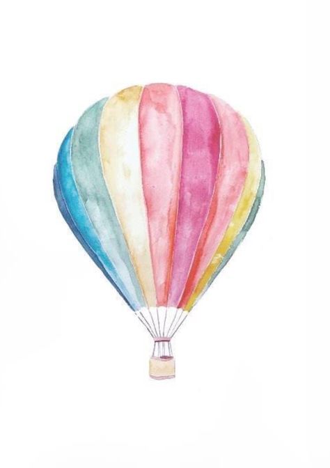 Watercolor Art For Childrens Rooms, Watercolour Animals Easy, Easy Watercolour Ideas, Easy Water Painting Ideas, Easy Water Coloring For Beginners, Watercolor Kids Art, Draw Balloons, Paintings For Nursery, Baby Watercolor Painting