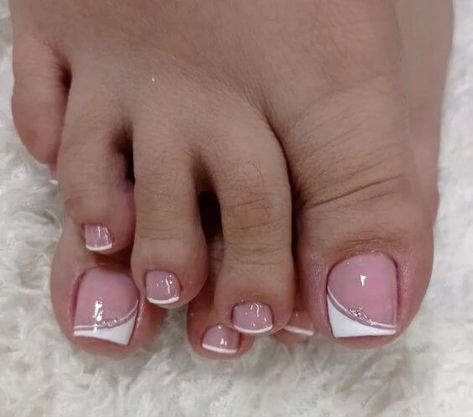 CHECK OUT THESE 36 INSPIRING FRENCH TIP TOE PICTURES AND A GUIDE TO ACHIEVE THEM! - 238 Cute Toenail Designs French Tips, Graduation Pedicure Ideas, French Feet Nails, French Tip Toenails With Design, Toe Nail French Tip Designs, French Toe Nails With Design, Toe Designs Pedicure Simple, Pedicure Designs Toenails Simple, Feet Nails Design Pedicures