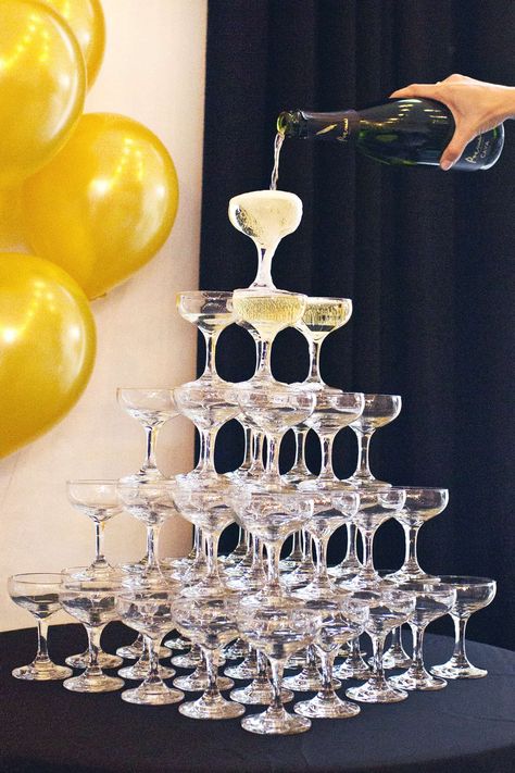 How To Build A Champagne Tower - A Beautiful Mess Paris Bridal Shower Theme, Champagne Fountain, Champagne Birthday, Champagne Tower, Champagne Party, Champagne Bar, Paris Theme, Champagne Bottles, Fancy Party