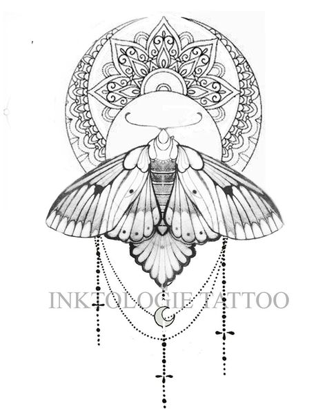 *INKTOLOGIE TATTOO * on Instagram: “it’s wannado monday!! 😍 pm me if you want to adopt this friendly moth ❤️ #mothtattoo #mandalamothtattoo #mandalamoth #moontattoo #mandala…” Lunar Moth Tattoo Fineline, Moth And Moon Tattoo, Moth And Moon Tattoo Design, Luna Moth Mandala Tattoo, Moon Moth Tattoo, Mandala Moth Tattoo, Moth Mandala Tattoo, Animal Mandala Tattoo, Moth And Mandala Tattoo