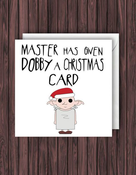 This adorable Dobby card. | 17 Holiday Cards Every "Harry Potter" Fan Wants To Receive Carte Harry Potter, Harry Potter Weihnachten, Harry Potter Birthday Cards, Harry Potter Cards, Harry Porter, Anniversaire Harry Potter, Harry Potter Tattoos, Harry Potter Christmas, Harry Potter Crafts