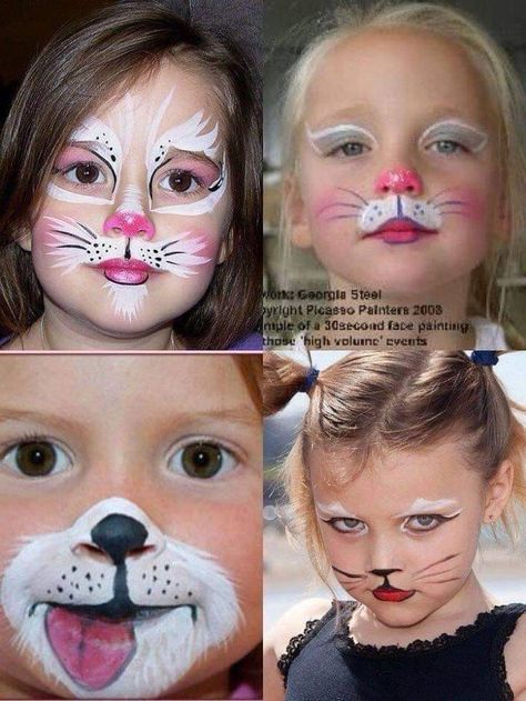 Bunny Face Paint, Bunny Makeup, Girl Face Painting, Face Painting Easy, Kids Face Paint, Face Painting Halloween, Face Painting Designs, Kids Makeup, Cat Makeup